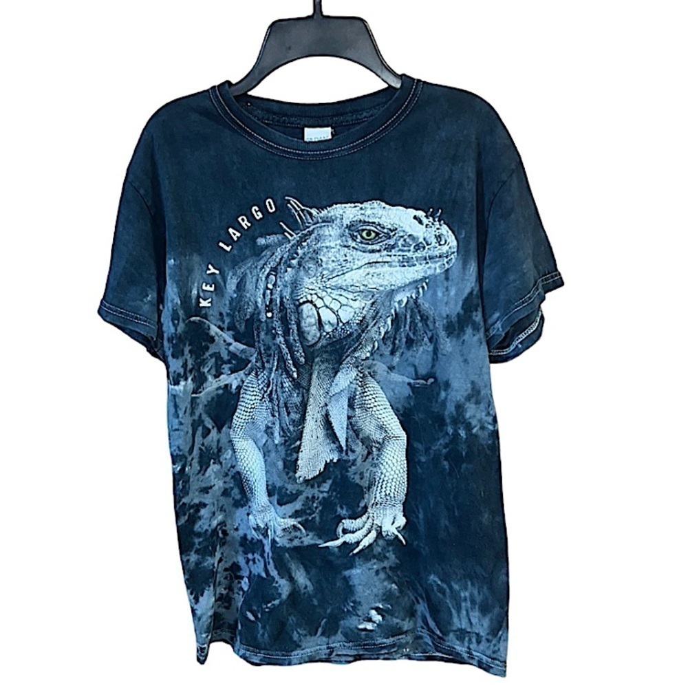 Key Largo Gildan Tee Shirt with Iguana graphics blue grey green white small